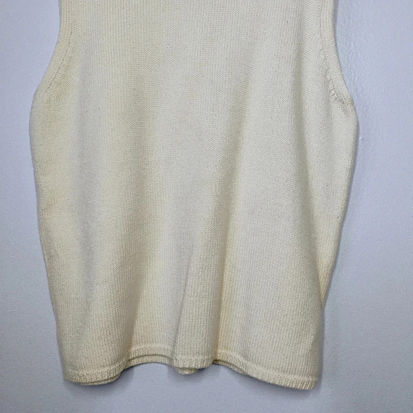 Vintage Ann Taylor Italian Merino Wool Top Womens Large Ivory Sweater Old Money - Picture 3 of 13